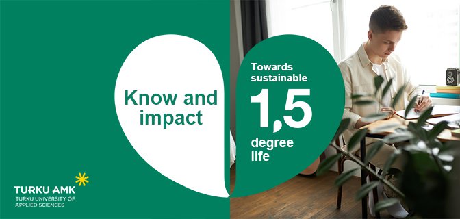 1,5 degree life campaign logo, a person studying